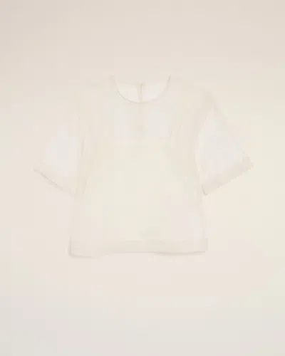 Ami Alexandre Mattiussi White Silk Short Sleeves Sheer With Undertop Top White