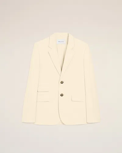 Ami Alexandre Mattiussi White Single Breasted Boxy Cotton And Linen Blazer White