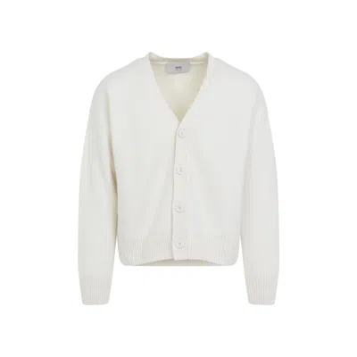 AMI ALEXANDRE MATTIUSSI WHITE V-NECK CARDIGAN
