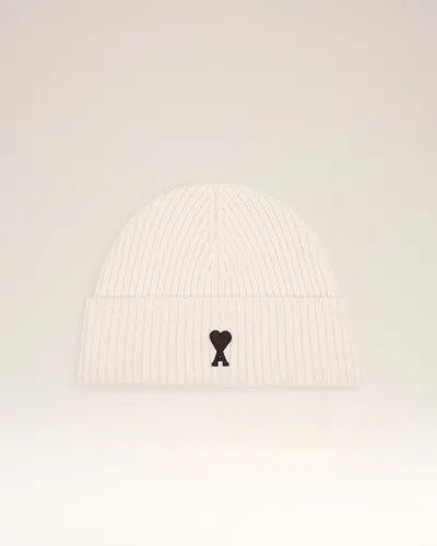 Ami Alexandre Mattiussi White Wool Ami De Coeur Beanie White