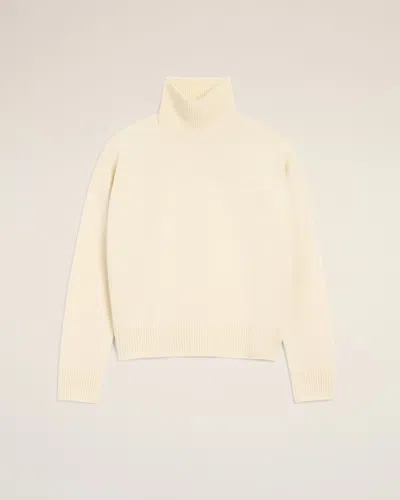 Ami Alexandre Mattiussi White Wool Ami De Coeur Funnel Neck Sweater White
