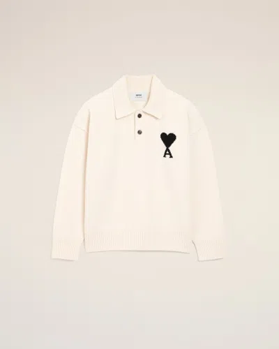 Ami Alexandre Mattiussi White Wool Ami De Coeur Polo White