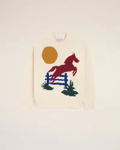 Ami Alexandre Mattiussi White Wool Crewneck Sweater White In Silver