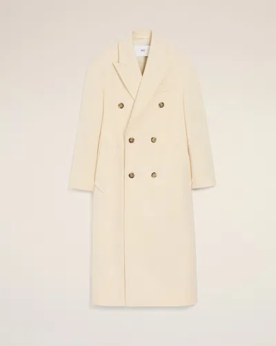 Ami Alexandre Mattiussi White Wool Double Breasted Long Coat White In Neutral
