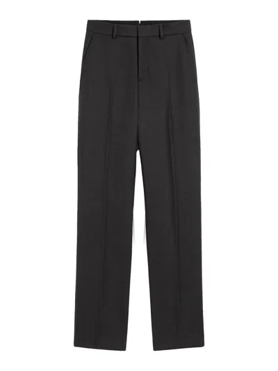 Ami Alexandre Mattiussi White Wool Large Fit Trousers In Gray