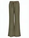 Ami Alexandre Mattiussi Wide-leg Brown Pants With Adjustable Buckle Detail In Green