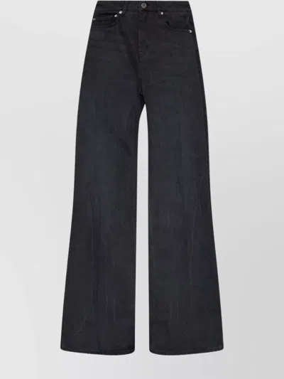 Ami Alexandre Mattiussi Wide-leg Cotton Jeans With Rivets In Grey