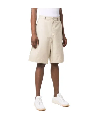 Ami Alexandre Mattiussi Wide-leg Cotton Shorts In Nude