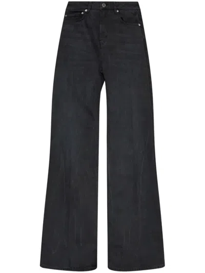 AMI ALEXANDRE MATTIUSSI WIDE LEG COTTON TROUSERS WITH FRONT POCKETS