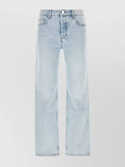 Ami Alexandre Mattiussi Wide Leg Denim Jeans With Belt Loops In Blue