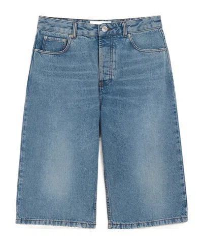 Ami Alexandre Mattiussi Large Fit Bermuda Shorts 14 Bleu Used In Blue