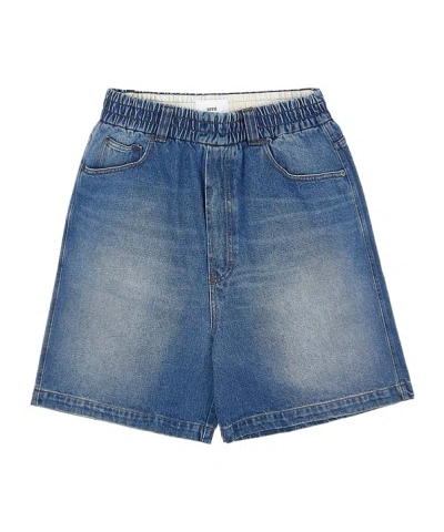 Ami Alexandre Mattiussi Wide-leg Denim Shorts In Blue