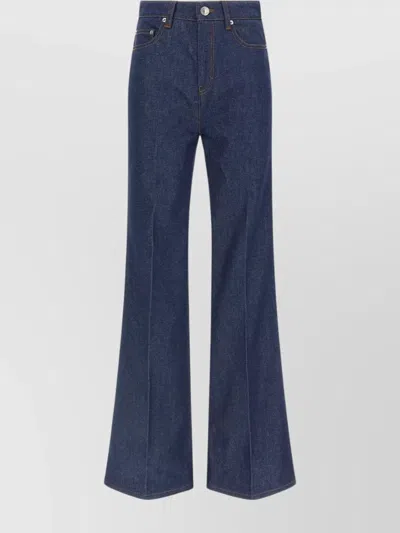 Ami Alexandre Mattiussi Wide Leg Denim Trousers Featuring Pockets In Blue