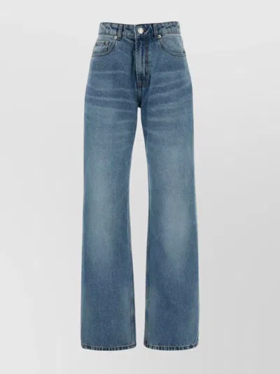Ami Alexandre Mattiussi Wide Leg Denim Trousers With Faded Effect In Usedblue