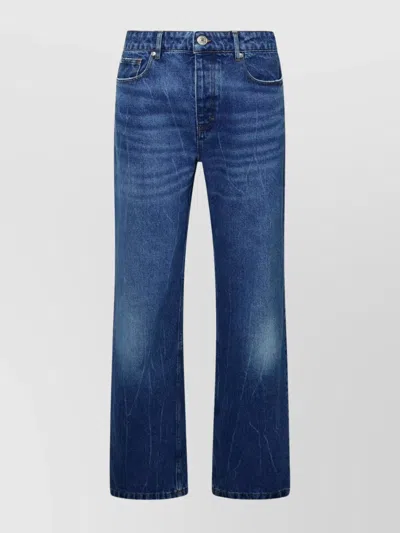Ami Alexandre Mattiussi Wide Leg Jeans Faded Wash In Blue