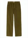 Ami Alexandre Mattiussi Wide-leg Olive Green Corduroy Pants With High Waist In White