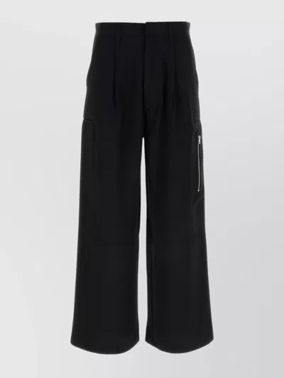 AMI ALEXANDRE MATTIUSSI WIDE-LEG PANT WITH CARGO POCKET AND BUTTON ACCENTS