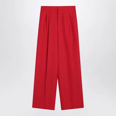 AMI ALEXANDRE MATTIUSSI WIDE-LEG RED WOOL TROUSERS