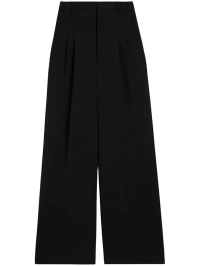 Ami Alexandre Mattiussi Twill Wide-leg Trousers In Black