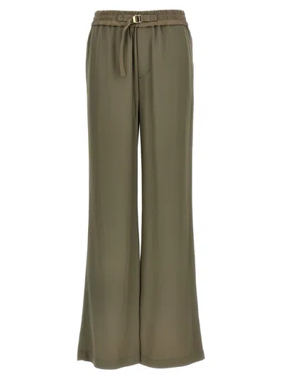 AMI ALEXANDRE MATTIUSSI WIDE LEG TROUSERS WITH ADJUSTABLE STRAP