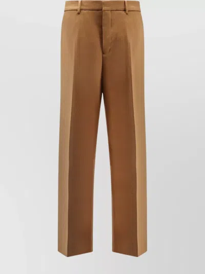 AMI ALEXANDRE MATTIUSSI WIDE LEG TROUSERS WITH PLEATS AND POCKETS