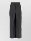 Ami Alexandre Mattiussi Wide Leg Wool Trousers With Pleated Front In Gray