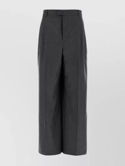 AMI ALEXANDRE MATTIUSSI WIDE LEG WOOL TROUSERS WITH PLEATED FRONT
