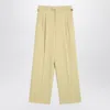Ami Alexandre Mattiussi Wide Lime-coloured Wool Trousers In Yellow