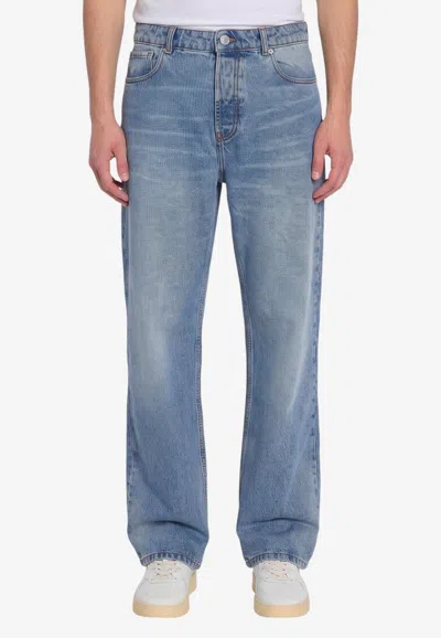 Ami Alexandre Mattiussi Wide-leg Washed Jeans In Blue