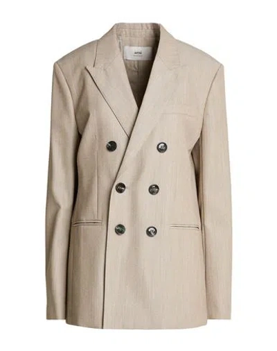 Ami Alexandre Mattiussi Woman Blazer Beige Size 6 Virgin Wool In Nude