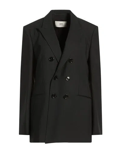 Ami Alexandre Mattiussi Woman Blazer Charcoal Size 4 Virgin Wool In Black
