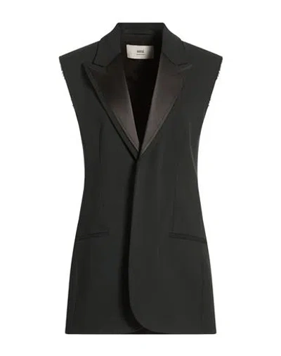 Ami Alexandre Mattiussi Woman Blazer Charcoal Size 6 Virgin Wool In Black