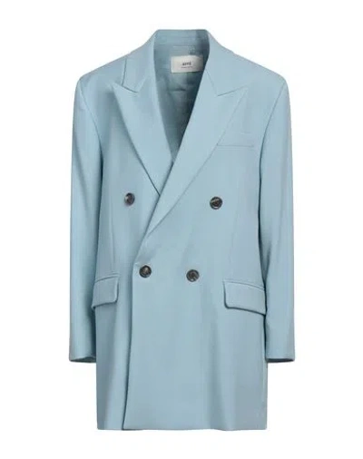 Ami Alexandre Mattiussi Woman Blazer Light Blue Size 4 Virgin Wool