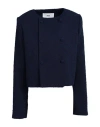 Ami Alexandre Mattiussi Woman Blazer Navy Blue Size 10 Wool, Polyester, Cotton, Polyamide