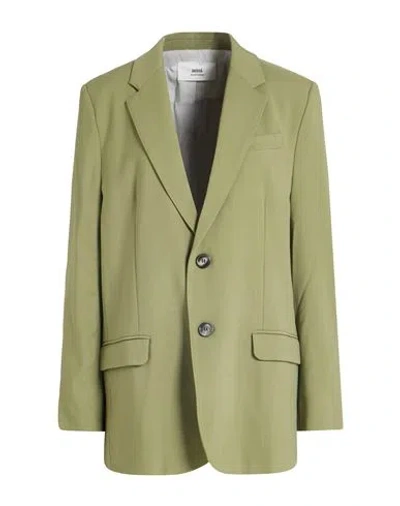 Ami Alexandre Mattiussi Woman Blazer Sage Green Size 6 Viscose, Wool