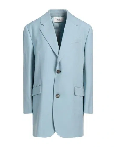 Ami Alexandre Mattiussi Woman Blazer Sky Blue Size 2 Virgin Wool In Aquamarine
