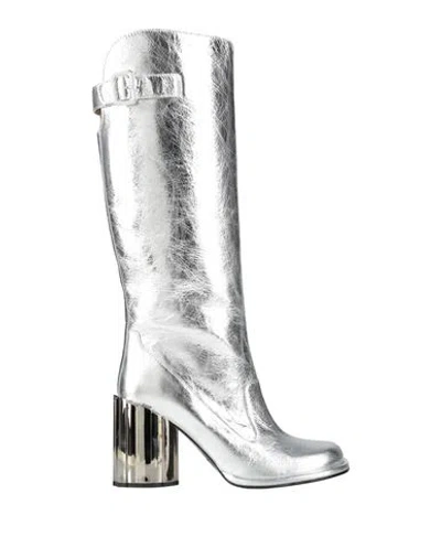 Ami Alexandre Mattiussi Woman Boot Silver Size 6 Leather