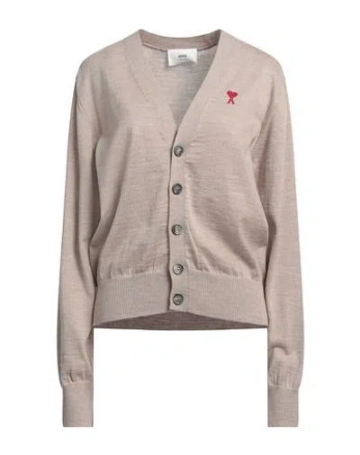 Ami Alexandre Mattiussi Woman Cardigan Beige Size M Merino Wool In Beige