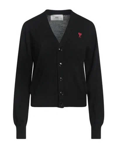 Ami Alexandre Mattiussi Woman Cardigan Black Size S Merino Wool In Black