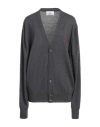 Ami Alexandre Mattiussi Woman Cardigan Lead Size L Merino Wool In Grey