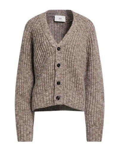 Ami Alexandre Mattiussi Woman Cardigan Light Brown Size S Wool In Nude
