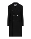 Ami Alexandre Mattiussi Black Double-breasted Coat With Peak Revers In Black