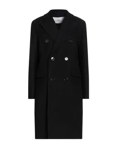 AMI ALEXANDRE MATTIUSSI AMI ALEXANDRE MATTIUSSI WOMAN COAT BLACK SIZE 6 VIRGIN WOOL
