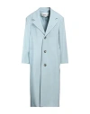 AMI ALEXANDRE MATTIUSSI AMI ALEXANDRE MATTIUSSI WOMAN COAT PASTEL BLUE SIZE 4 VIRGIN WOOL, POLYAMIDE