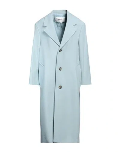 AMI ALEXANDRE MATTIUSSI AMI ALEXANDRE MATTIUSSI WOMAN COAT PASTEL BLUE SIZE 10 VIRGIN WOOL, POLYAMIDE