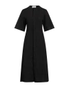 Ami Alexandre Mattiussi Midi Black Dress With Short Sleeves And Hidden Tab In Cotton Woman In Black