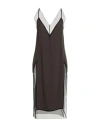 Ami Alexandre Mattiussi Woman Midi Dress Dark Brown Size 8 Acetate, Viscose, Silk