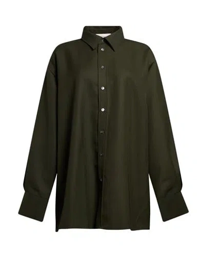 Ami Alexandre Mattiussi Woman Shirt Military Green Size S Virgin Wool