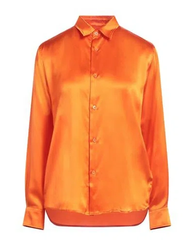 Ami Alexandre Mattiussi Woman Shirt Orange Size 6 Silk