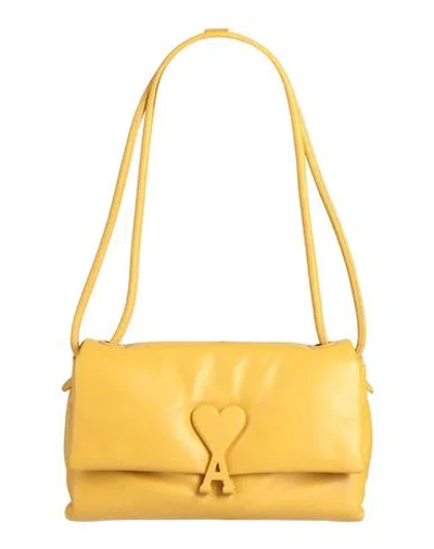 Ami Alexandre Mattiussi Woman Shoulder Bag Marigold Size - Leather In Yellow